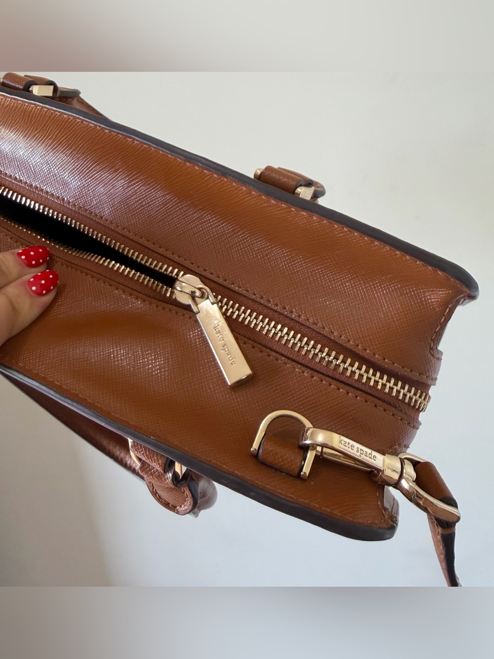 Kate Spade “Madison Saffiano” Leather Medium Satchel in the color Cavern Clay - Picture 8 of 11